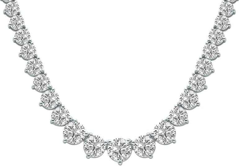 25 Carat TW Graded Lab-Grown Diamond Tennis Necklace in 14K White Gold - Size: Image 2