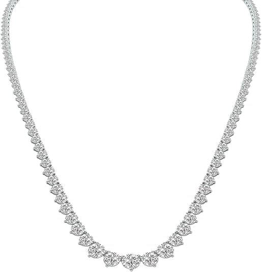 25 Carat TW Graded Lab-Grown Diamond Tennis Necklace in 14K White Gold - Size: Image 4