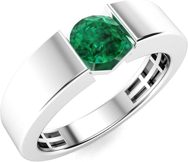 Diamondere Natural and Certified Gemstone Solitaire Wedding Ring, 14k White Gold | 5 carats, 5.0mm Men's Ring, US Sizes 4 to 12