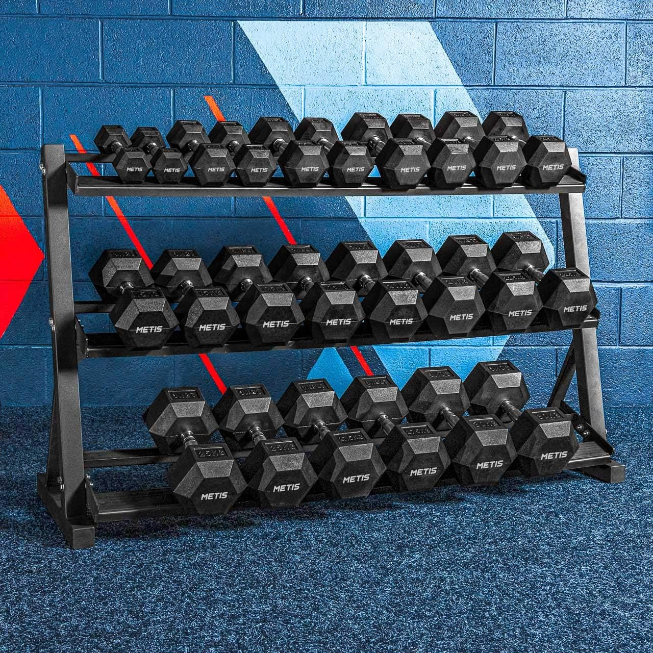 METIS Hex Dumbbells [Pair] | Premium rubber-coated free weights for home and gym workouts | Full sets and racks available [5.5 lbs – 110 lbs] Image 3