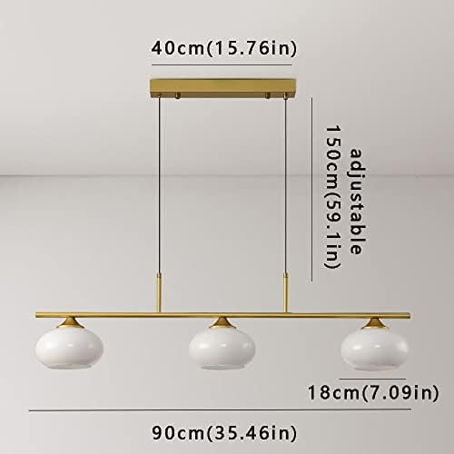 Beige E27 3 Light Chandelier - Modern Metal Bar Chandelier for Living Room, Kitchen, Dining Room, Home Decor, Stylish Glass Shade Lamp Fixture Image 2