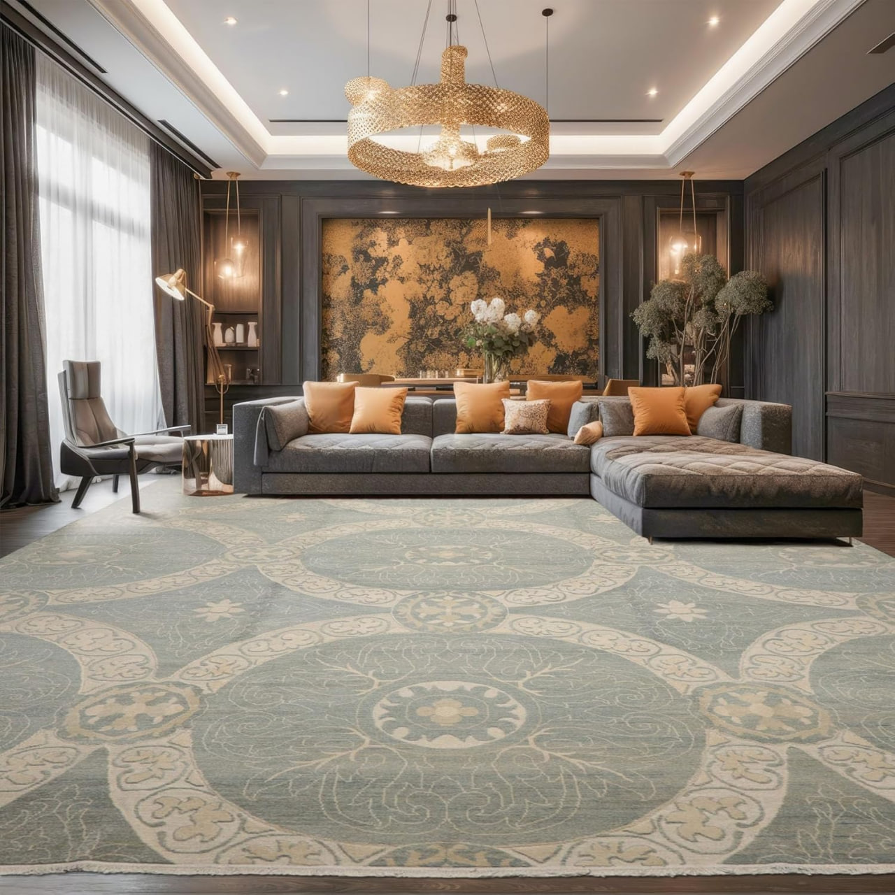 11'9"x15'3" Hand Knotted Ivory All-Over Transitional Medallion Wool Oriental Area Rug Perfect for Living Room, Kitchen, Bedroom, Home Office, Dining Room