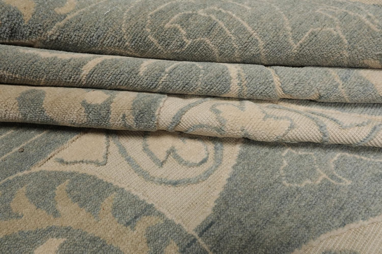 11'9"x15'3" Hand Knotted Ivory All-Over Transitional Medallion Wool Oriental Area Rug Perfect for Living Room, Kitchen, Bedroom, Home Office, Dining Room Image 4