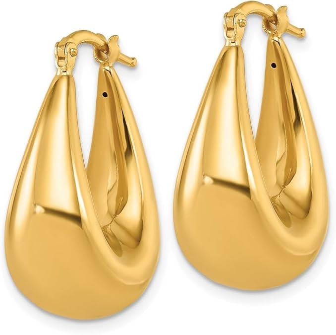 18k Solid Yellow Gold Puffed Oval Hoop Earrings 27.9x19.1mm Wide 11.4mm Thick-Hoop Earring for Women Image 3