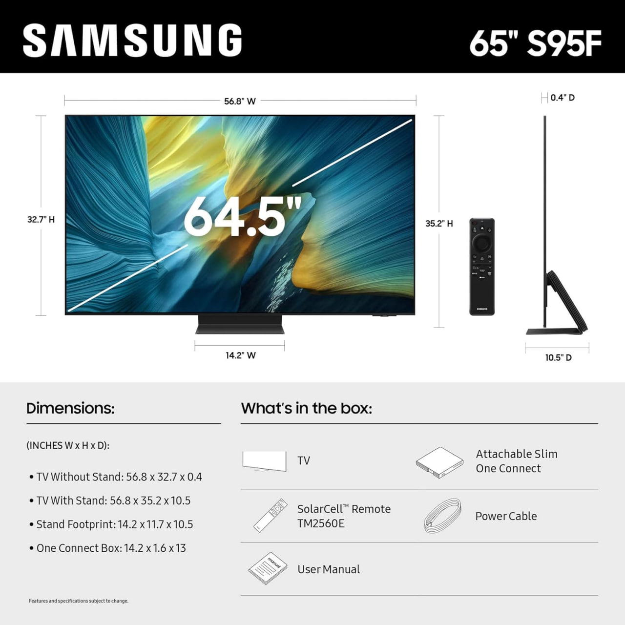 SAMSUNG 65-Inch Class OLED S95F 4K Glare Free Smart TV (2025 Model) NQ4 AI Gen3 Processor, OLED HDR Pro, Motion Xcelerator 164Hz, Dolby Atmos, Samsung Vision AI, Alexa Built-in Image 2