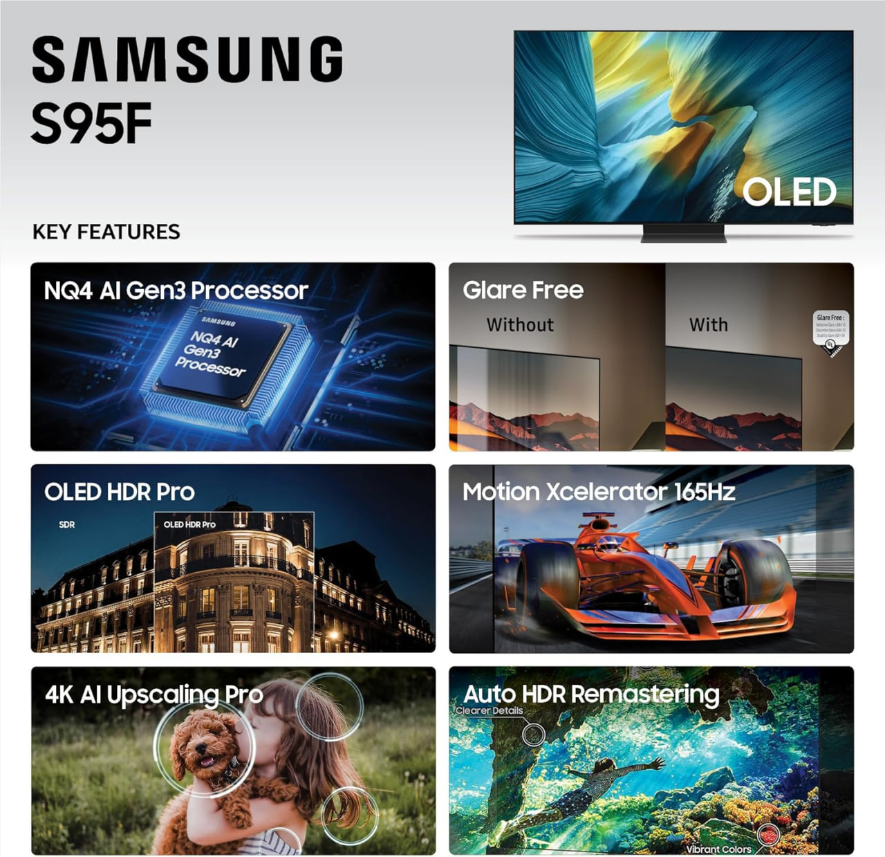 SAMSUNG 65-Inch Class OLED S95F 4K Glare Free Smart TV (2025 Model) NQ4 AI Gen3 Processor, OLED HDR Pro, Motion Xcelerator 164Hz, Dolby Atmos, Samsung Vision AI, Alexa Built-in Image 3