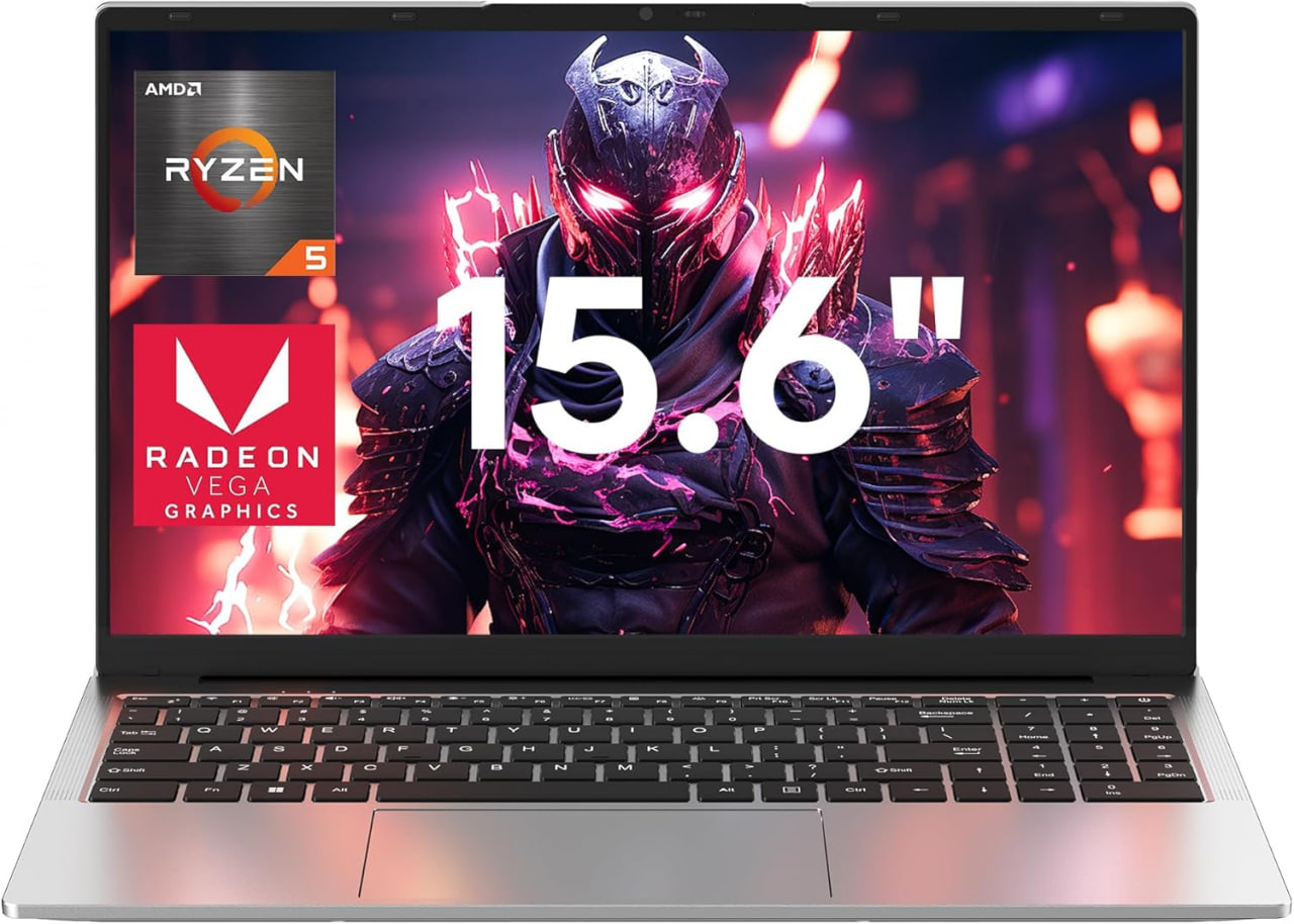 jumper 2025 gaming laptop, AMD Ryzen 5 7430U (up to 4.3GHz), 16GB DDR4 1TB NVME SSD, 15.6-inch FHD IPS screen, 62.7Wh battery, Windows 11, GPU, USB3.2, 4 stereo speakers, 2 memory slots.