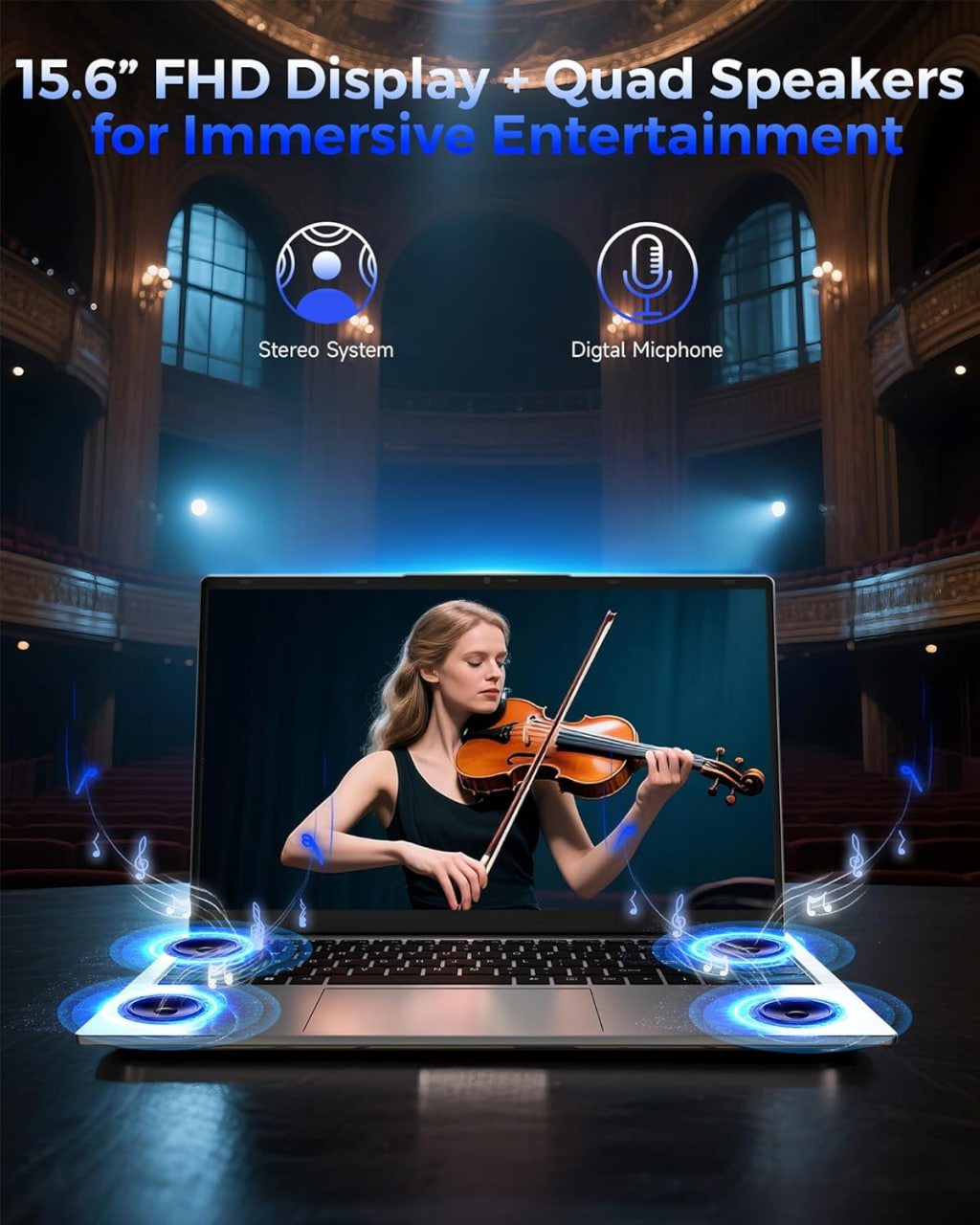 jumper 2025 gaming laptop, AMD Ryzen 5 7430U (up to 4.3GHz), 16GB DDR4 1TB NVME SSD, 15.6-inch FHD IPS screen, 62.7Wh battery, Windows 11, GPU, USB3.2, 4 stereo speakers, 2 memory slots. Image 4