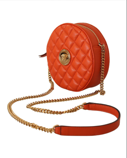 Versace Nappa Leather Round Crossbody Bag with Medusa Logo