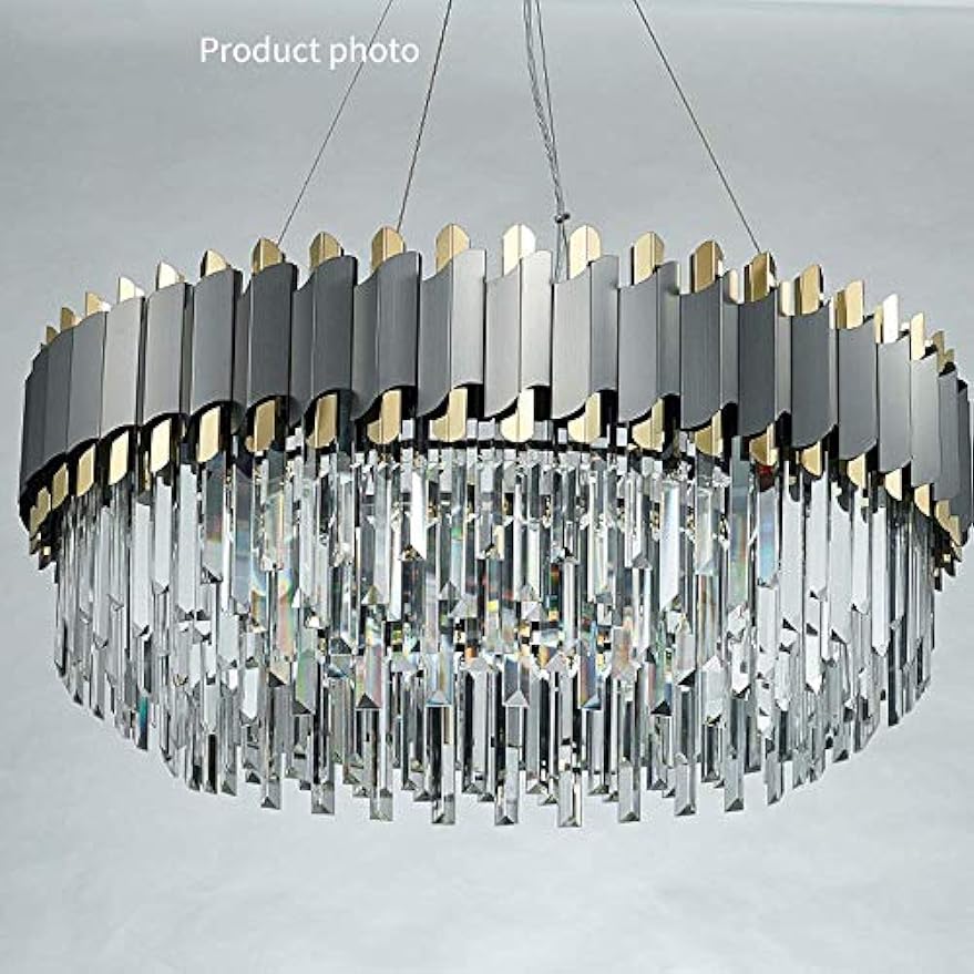 SYUFRE Chandelier-Modern Luxury Living Room Black And Gold Crystal Chandelier Bedroom Restaurant Hotel Circular Ceiling Lamp 8 Light Source60x60x34cm Nordic Image 4