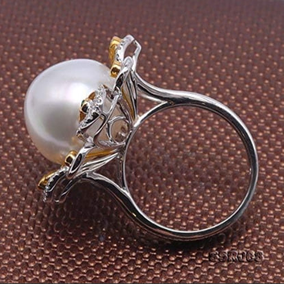 JYX Pearl Jewelry - 18K Gold Ring with 14.5mm South Sea Cultured Pearls and Diamonds for Women Image 4