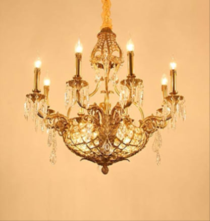 8Heads French Postmodern Allcopper Chandelier Creative Restaurant Hanging Light European Luxury Retro Villa Living Room Dormitorio Lá¡mpara Colgante Edison E14 Modern Chandeliers,TZNBGO