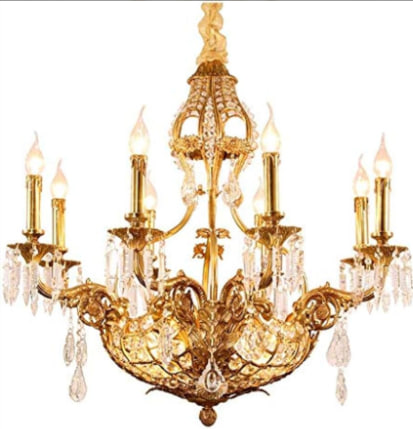 8Heads French Postmodern Allcopper Chandelier Creative Restaurant Hanging Light European Luxury Retro Villa Living Room Dormitorio Lá¡mpara Colgante Edison E14 Modern Chandeliers,TZNBGO Image 2