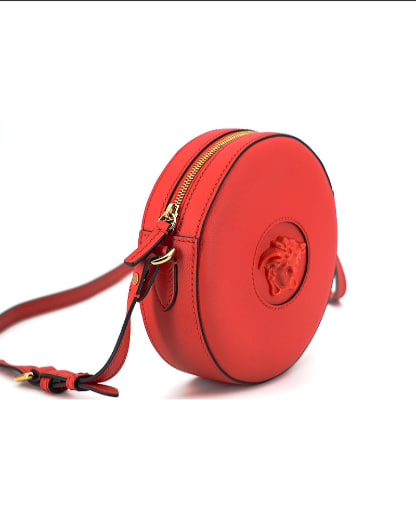 Versace Calf Leather Round Disc Shoulder Bag