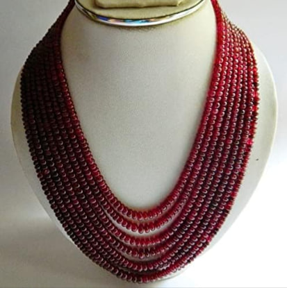 LKBEADS Ruby Necklace Ruby Jewelry Glass Filled Ruby 8 Strands 3mm To 6mm Beads 13 Inches To 18 Inches