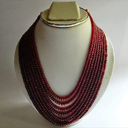LKBEADS Ruby Necklace Ruby Jewelry Glass Filled Ruby 8 Strands 3mm To 6mm Beads 13 Inches To 18 Inches Image 2