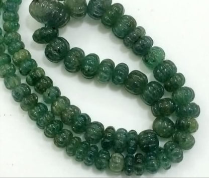 LKBEADS 1 Strand Natural Emerald Melon Beads, Emerald Necklace, Emerald Jewelry, Original Emerald Necklace, 5.5mm - 15mm 10"Long