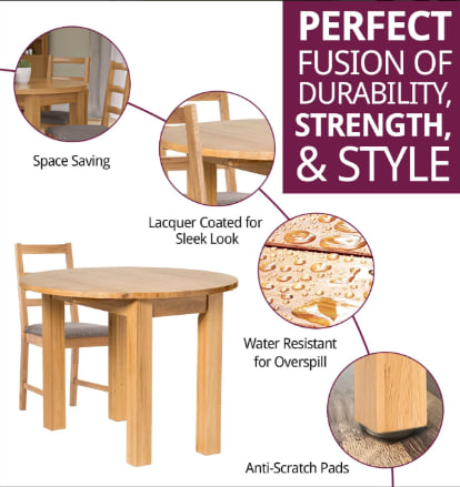 Hallowood Furniture Waverly - Small Round Oak Dining Table with Oak Finish Image 2