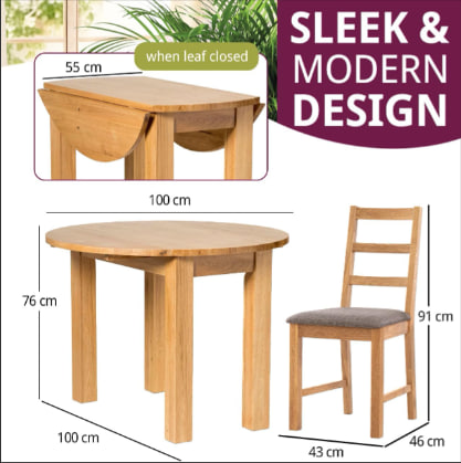 Hallowood Furniture Waverly - Small Round Oak Dining Table with Oak Finish Image 3