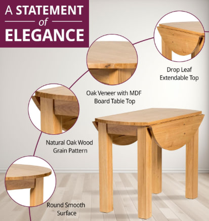 Hallowood Furniture Waverly - Small Round Oak Dining Table with Oak Finish Image 4