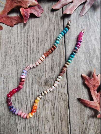 LKBEADS Natural Colorful rainbow Necklace rondelle6-8mm smooth 16inch Full strand Beads Jewelry Gemstone Necklace crystal healing energy stone Necklace for Women Image 3