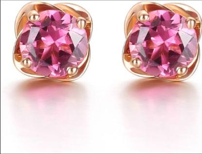 Knsam 18K gold round solitaire earrings for women Sterling Fine Jewelry - Rose gold earrings