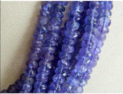 LKBEADS Tanzanite Necklace,Tanzanite Jewelry, Faceted Rondelle Beads,Statement Necklace 8 Strands 16 Inches Each 4mm To 5mm Beads