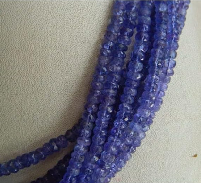 LKBEADS Tanzanite Necklace,Tanzanite Jewelry, Faceted Rondelle Beads,Statement Necklace 8 Strands 16 Inches Each 4mm To 5mm Beads Image 2