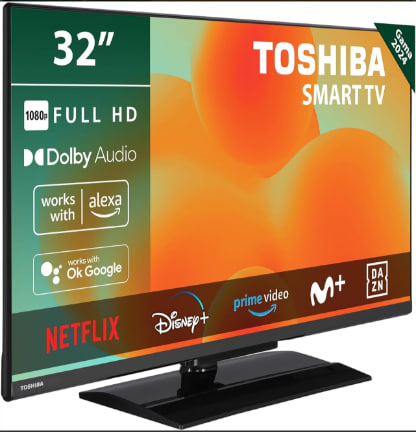 TOSHIBA 32LV3E63DG 32" Smart TV, with Full HD Resolution (1920 x 1080), HDR, Compatible with Alexa and Google Voice Assistant, Bluetooth