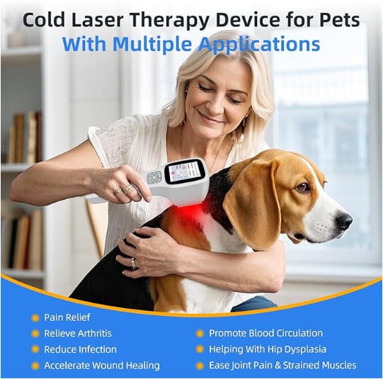 Cold laser therapy device for dogs, infrared red light laser therapy for dog joints, 650nm*10+808nm*5+905nm*5+980nm*5, muscle relaxation and pain relief, pet laser therapy is suitable for dogs, cats and horses Image 2