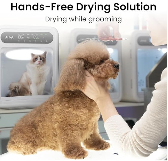 JirPet Pet Dryer Box, Pet Dryer with Smart Chip Safety, 75L Dog Drying Box, Quiet 40dB Drying, Automatic Temperature and Humidity Control, Suitable for Long-Haired Dogs and Cats, Professional Pet Dryer Image 2