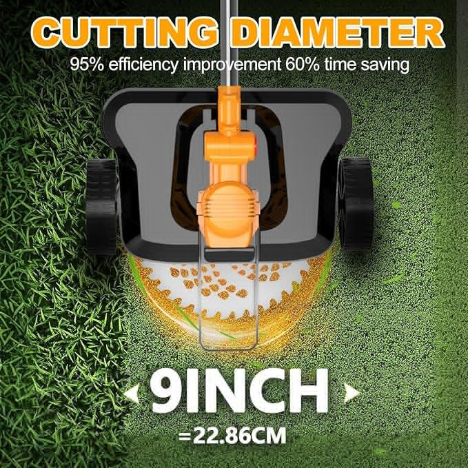 21V Cordless Trimmer with Weed Brush, Telescopic Lightweight Lawn Mower 2 x 4000mAh Batteries, Electric Garden Trimmer Mower for Lawn Edger Trimming Weeds Image 2