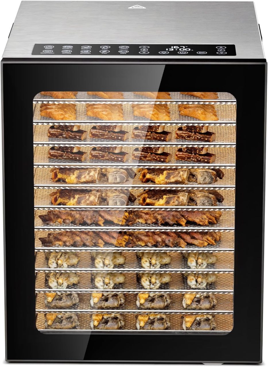 Food Dehydrator, 12 Tray Stainless Steel, 850W Electric Dehydrator with 10 Presets, 48H Timer and Precision Temperature Control (80°F-165°F), Digital Food Dryer for Home Use, Dog Treats, Meats & V. Eggies
