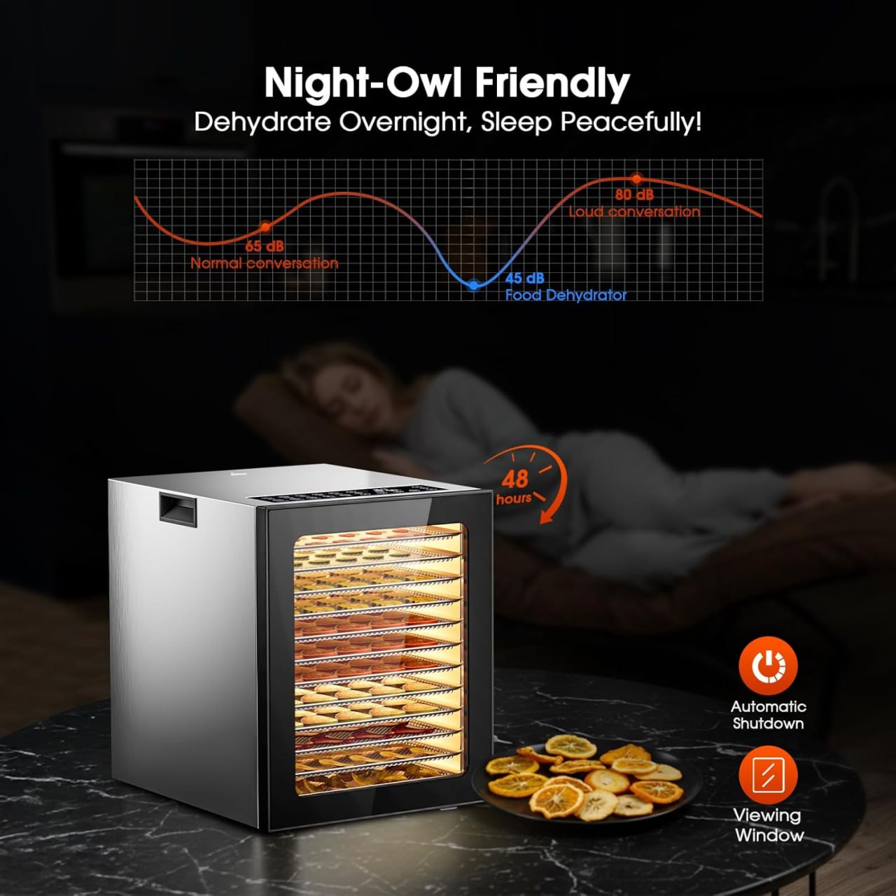 Food Dehydrator, 12 Tray Stainless Steel, 850W Electric Dehydrator with 10 Presets, 48H Timer and Precision Temperature Control (80°F-165°F), Digital Food Dryer for Home Use, Dog Treats, Meats & V. Eggies Image 3