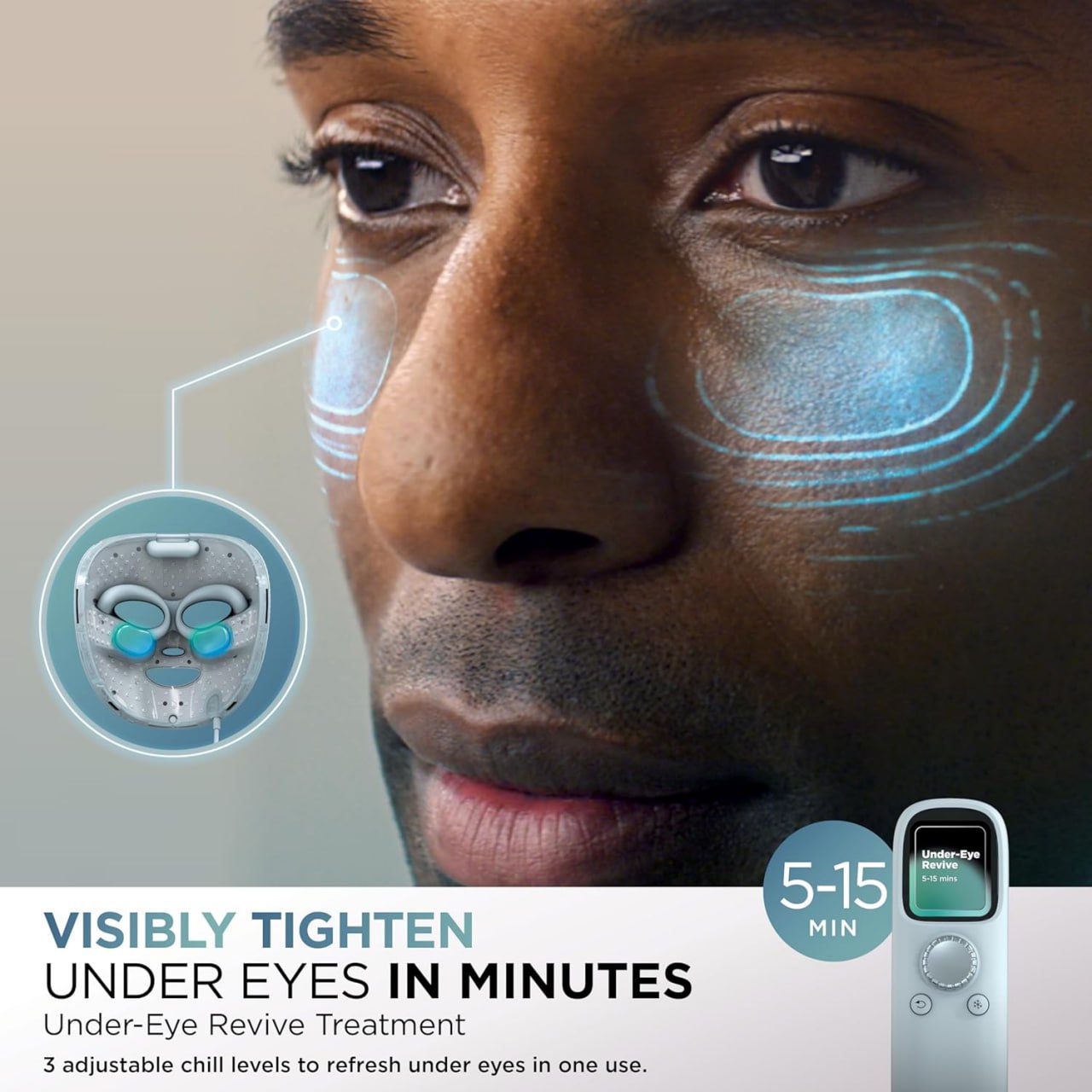 Shark CryoGlow LED Mask with Under-Eye Cooling, Anti-Aging and Blemish Correction, Red and Blue LEDs, Infrared Light Therapy, USB-C, Remote Control, Storage Pouch, Lilac Cooling, FW312PL Image 3