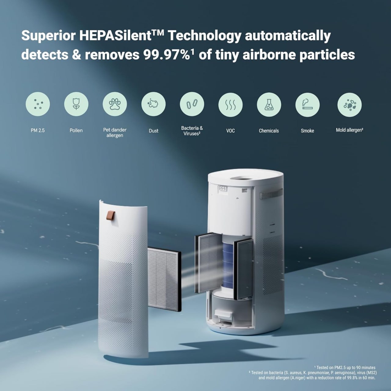 BLUEAIR 2-in-1 Purify + Humidify: Air Purifier and Humidifier with HEPASilent™ and 360° InvisibleMist™ Technology, Top Pour - Covers 1726 sq. ft. in 60 minutes - Perfectly balanced air, one product Image 3