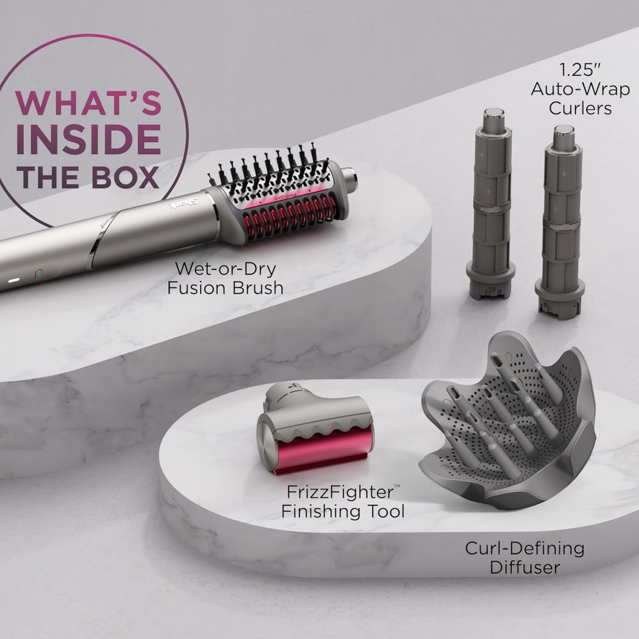 Shark FlexFusion 吹风机,带融合发刷,扩散器,陶瓷空气造型器,带自动包裹卷发器,陶瓷盘,金属喷雾 HD642 Image 4