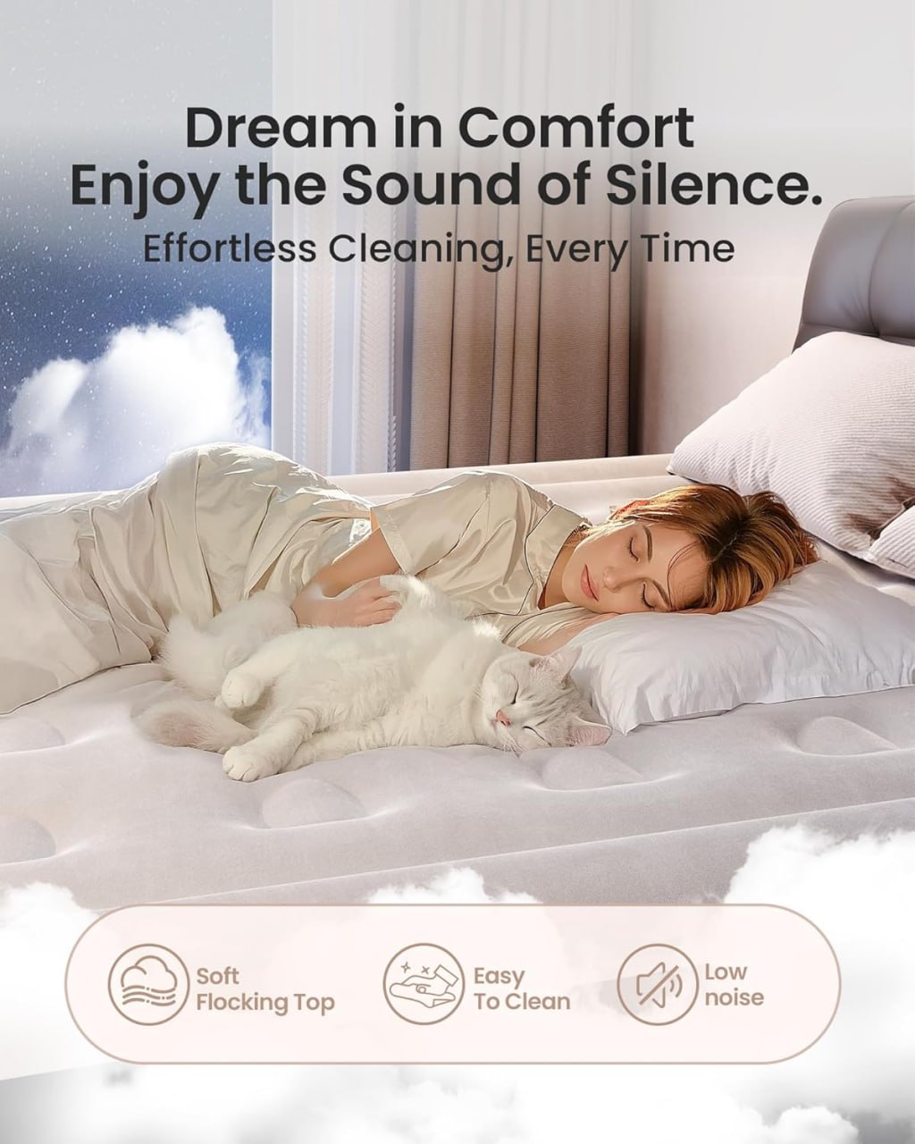 OhGeni Queen Air Mattress with Built-in Pump, Inflatable Air Mattress, 18 Litres of Higher Comfort, Upgraded Surface Portable Mattress, Airbed for Camping, Home and Guests, Inflatable, Up to 600 lbs Image 2