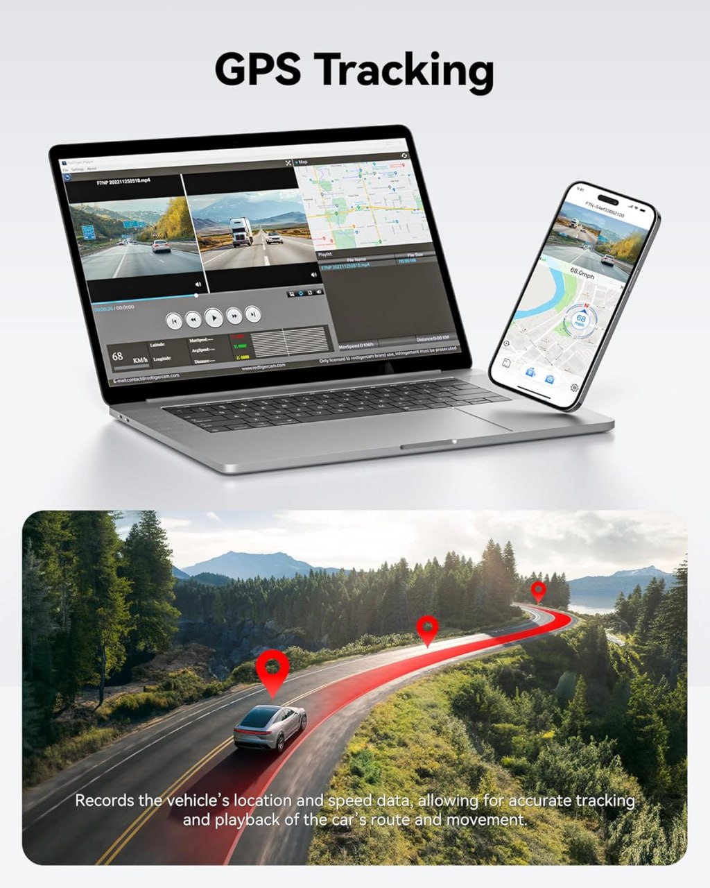 REDTIGER 4K/2.5K Full HD Dash Cam with Front and Rear Cameras, Includes 32GB SIM Card, Built-in Wi-Fi, GPS, 3.1-inch IPS Screen, Night Vision, 170° Wide Angle, WDR, 24-Hour Parking Mode (F7NP) Image 4