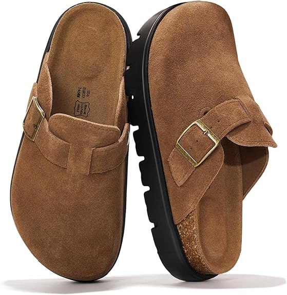 Project Cloud Genuine Leather Platform Shoes for Women - Memory Foam Arch Support Cork Insole Casual Shoes and Slippers 2025 (Benton Chunky)