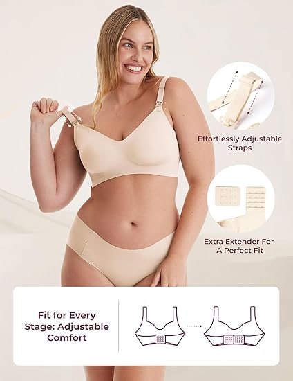 Momcozy Nursing Bra, YN21 Seamless Ultra Comfort Maternity Bra, Natural Shape, Maternity Sleep Bra Image 4