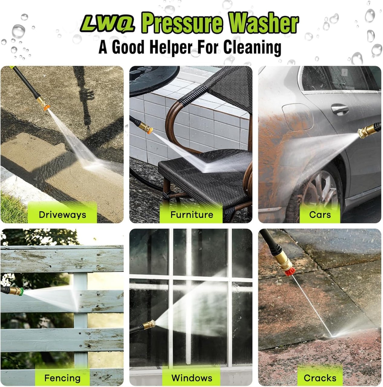 High pressure washer, electric washer with 4 quick-connect nozzles, high pressure cleaner with foam cannon, suitable for car/fence/driveway/patio/home cleaning Image 2