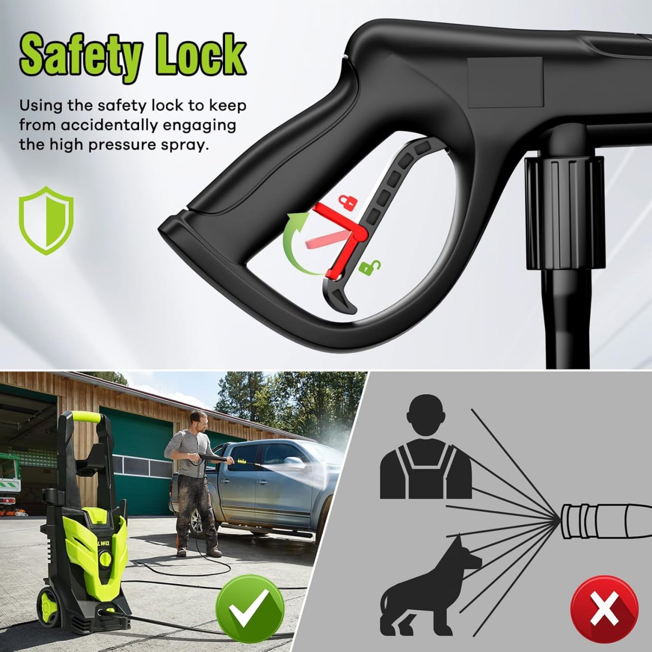 High pressure washer, electric washer with 4 quick-connect nozzles, high pressure cleaner with foam cannon, suitable for car/fence/driveway/patio/home cleaning Image 3