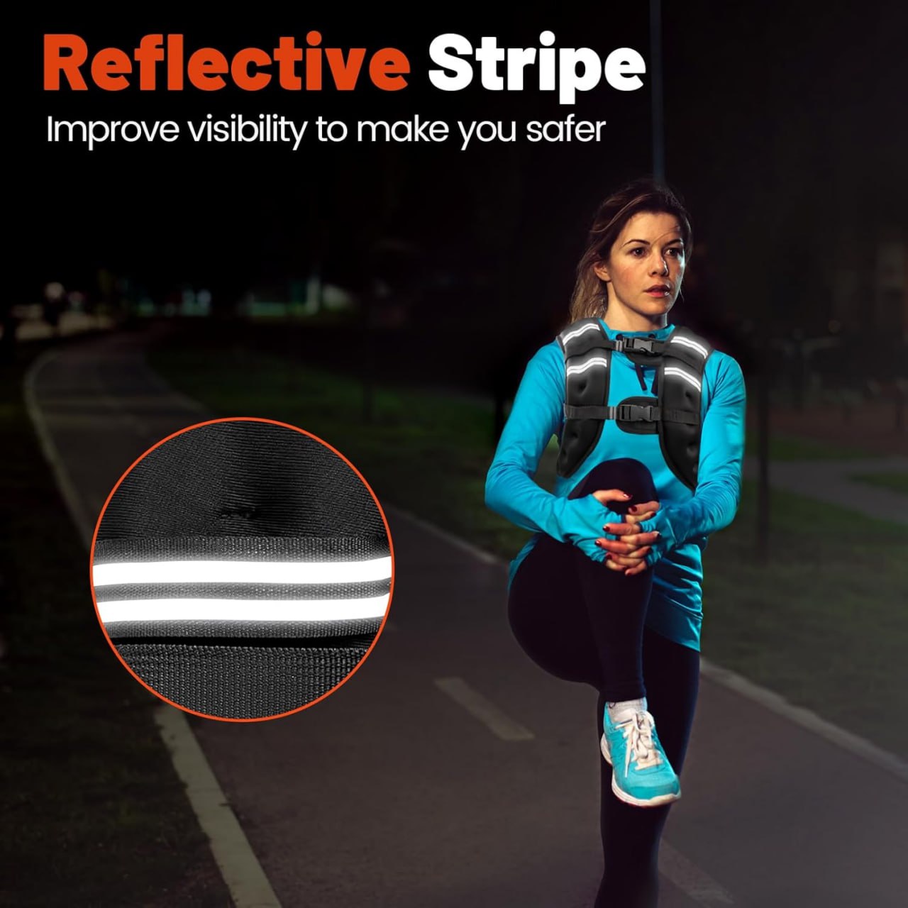 Weighted Vest, 6 lbs/8 lbs/12 lbs/16 lbs/20 lbs/25 lbs/30 lbs Weight Vest, Weight Vest for Men and Women, Adjustable Reflective Stripes, Suitable for Strength Training, Running, Training Workout, Jogging, Walking Image 3