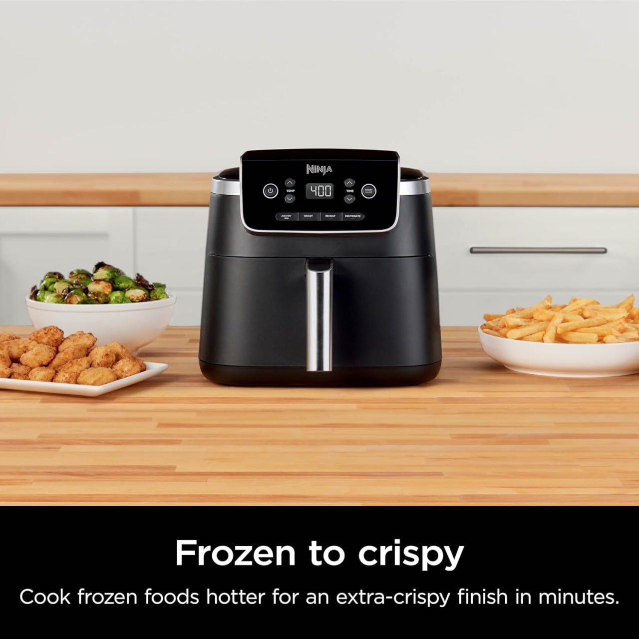 Ninja | Air Fryer | 4-in-1 Professional Air Fryer, Bake, Reheat, Dehydrate | 5-quart capacity holds up to 4 pounds of French fries | Max temperature 400°F | Non-stick basket and crisper tray | 120V | Gray | AF141