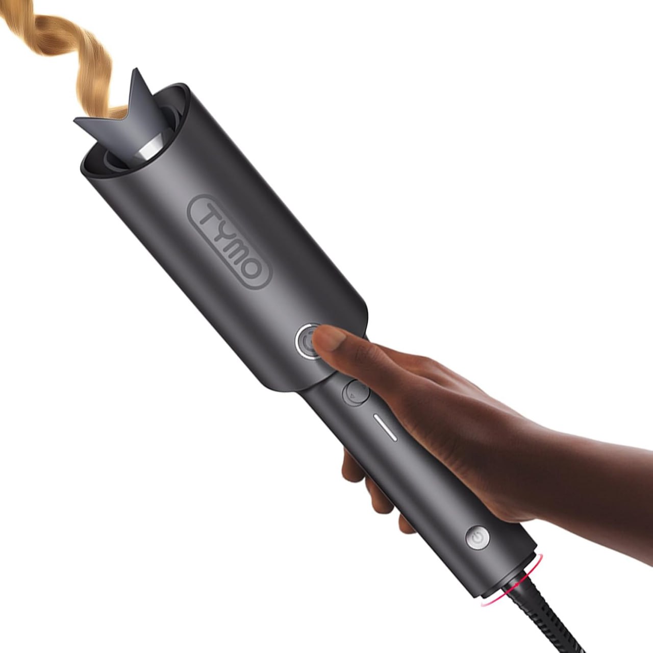 TYMO Automatic Rotating Curling Iron - TYMO CURLPRO Beach Wave Curling Iron, Portable Curling Iron, 500 Million Ions, Dual Voltage and Lightweight Travel, Ceramic Coating, 1 1/2 Inch, Metallic Gray