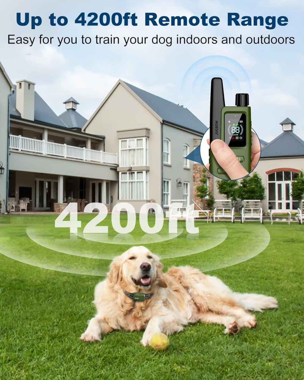 Jugbow Dog Shock Collar - 4200 ft Dog Training Collar, Long Range, Innovative IPX7 Waterproof, with 4 Training Modes, Rechargeable Electronic Collar, Suitable for All Breeds Image 3