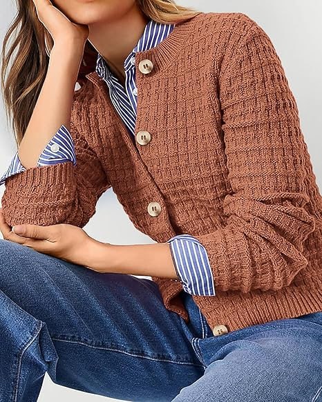 PRETTYGARDEN Women's Knitted Cardigan Sweater Casual Long Sleeve Front Button Fashion Jacket Coat Image 4
