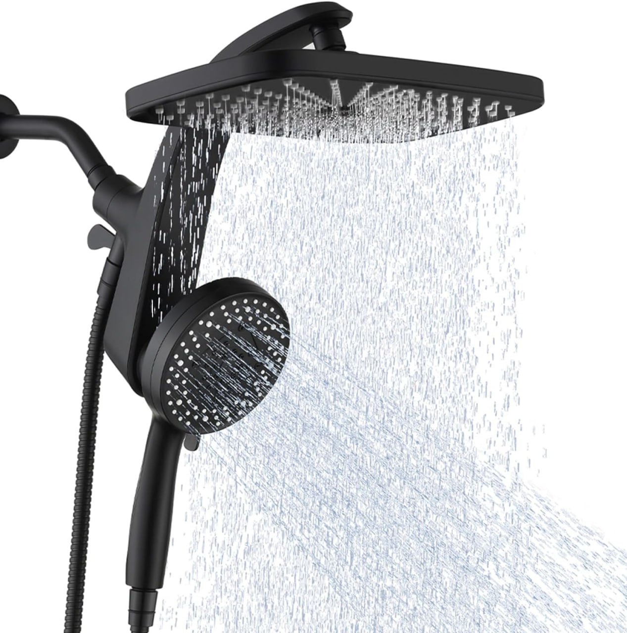High Pressure Rain Shower Head: Upgraded shower head, handheld spray combination with fixed shower head and 10 spray handheld shower head, detachable shower head with built-in magnetic docking and electric jets