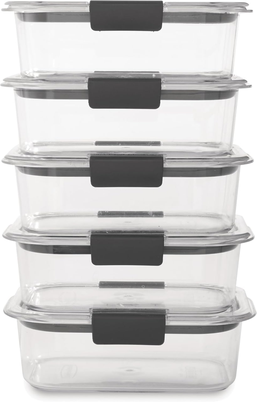 Rubbermaid Brilliance Food Storage Containers, BPA-Free, Airtight Lids, Perfect for Lunch Meal Prep and Leftovers, 5-Piece Set (3.2 Cups) Image 2